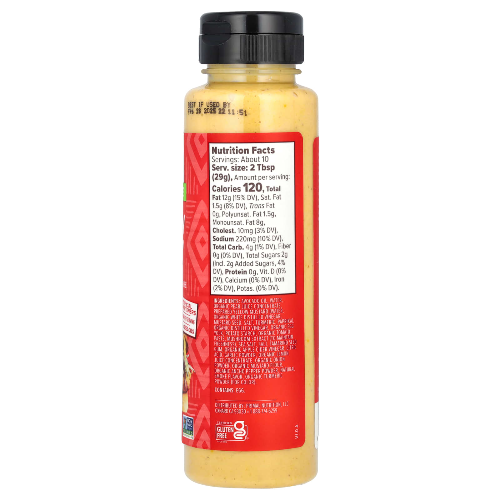 Primal Kitchen Molho Feito com Óleo de Abacate Molho de Frango 283 g (10 oz) - Imagem 2