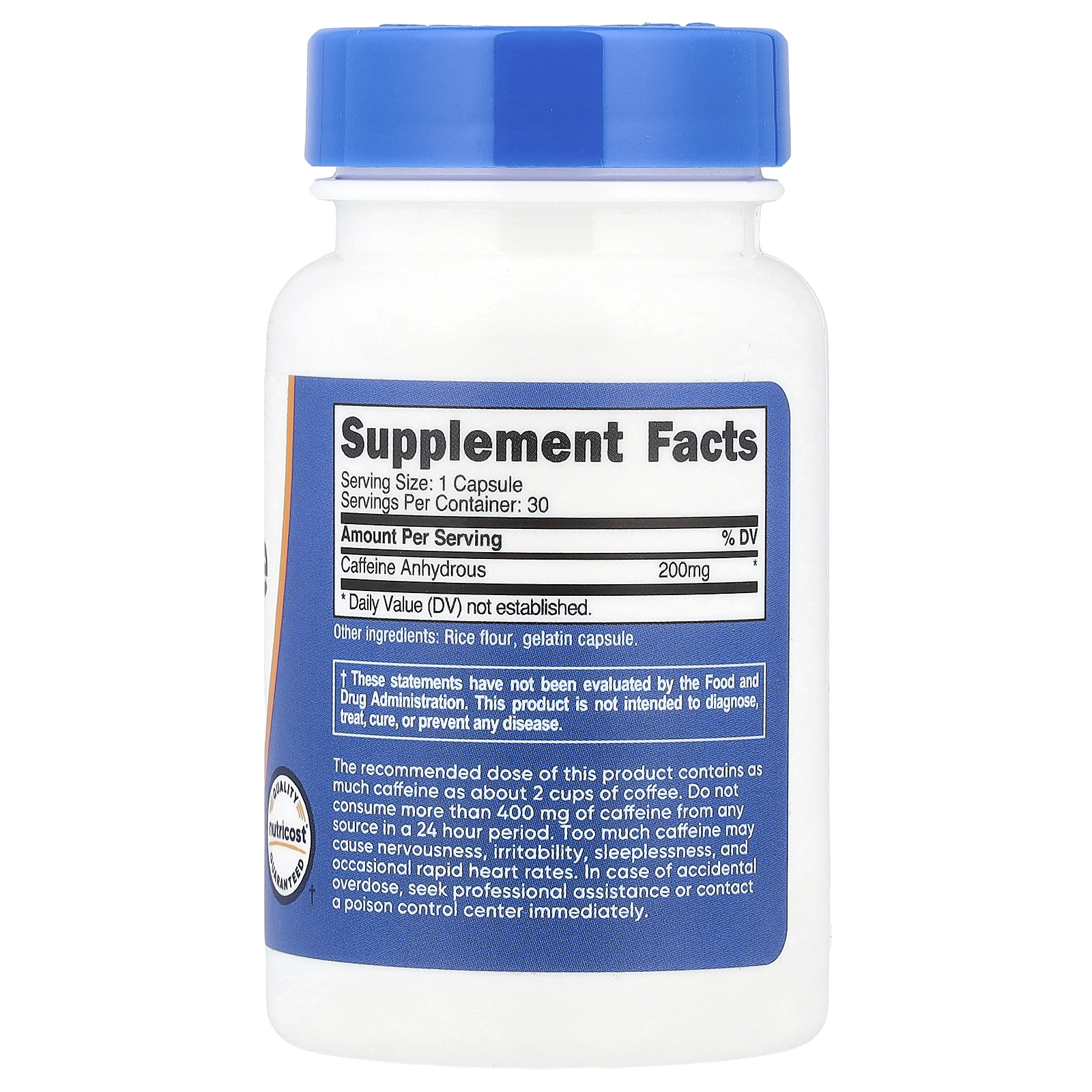 Nutricost Cafeína 200 mg 30 Cápsulas - Imagem 2