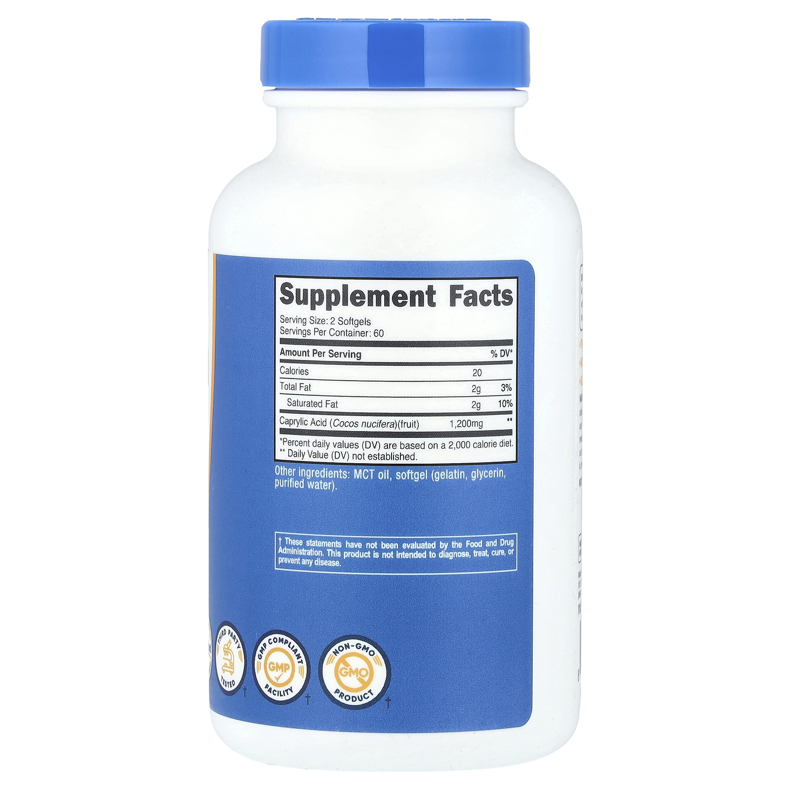 Nutricost Ácido Caprílico 120 Cápsulas Softgel (600 mg por Cápsula Softgel) - Imagem 2
