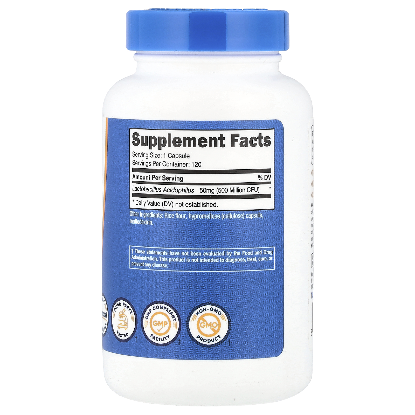 Nutricost Lactobacillus acidophilus 50 mg (500 Milhões de UFCs) 120 Cápsulas - Imagem 2