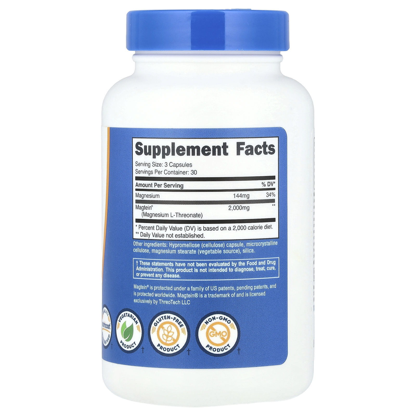 Nutricost Magtein® L-treonato de Magnésio 90 Cápsulas (666 mg por Cápsula) - Imagem 2