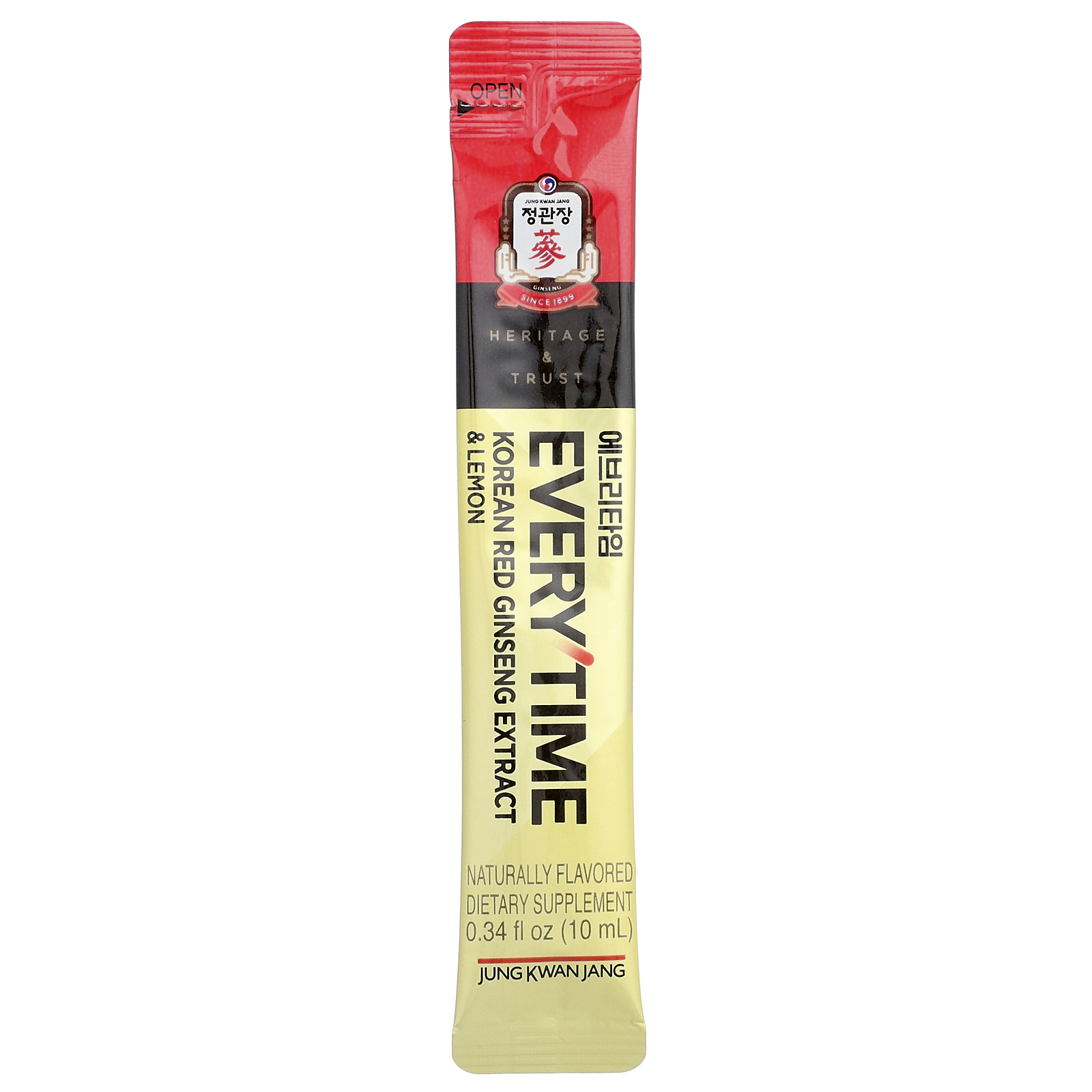 JungKwanJang Extrato de Ginseng Vermelho Coreano Everytime Limão 10 Bastões Líquidos 10 ml (034 fl oz) Cada - Imagem 3