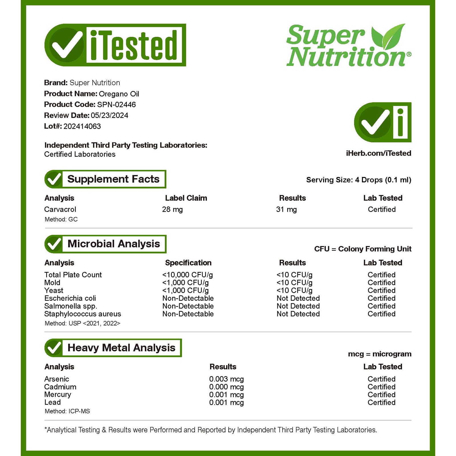 Super Nutrition Óleo de Orégano 40 mg 59 ml (2 fl oz) - Imagem 4