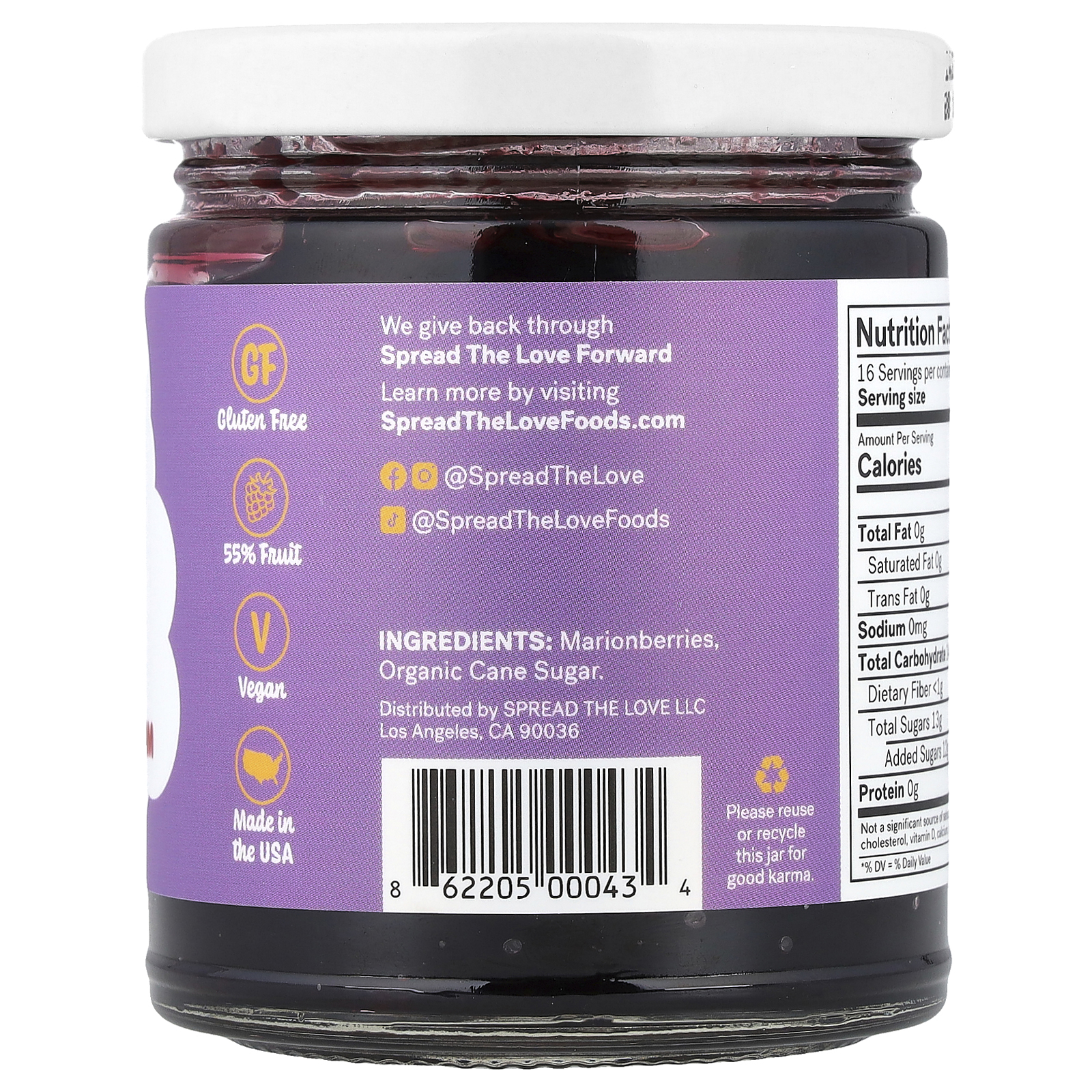 Spread The Love Geleia Artesanal de Marionberry 326 g (115 oz) - Imagem 3