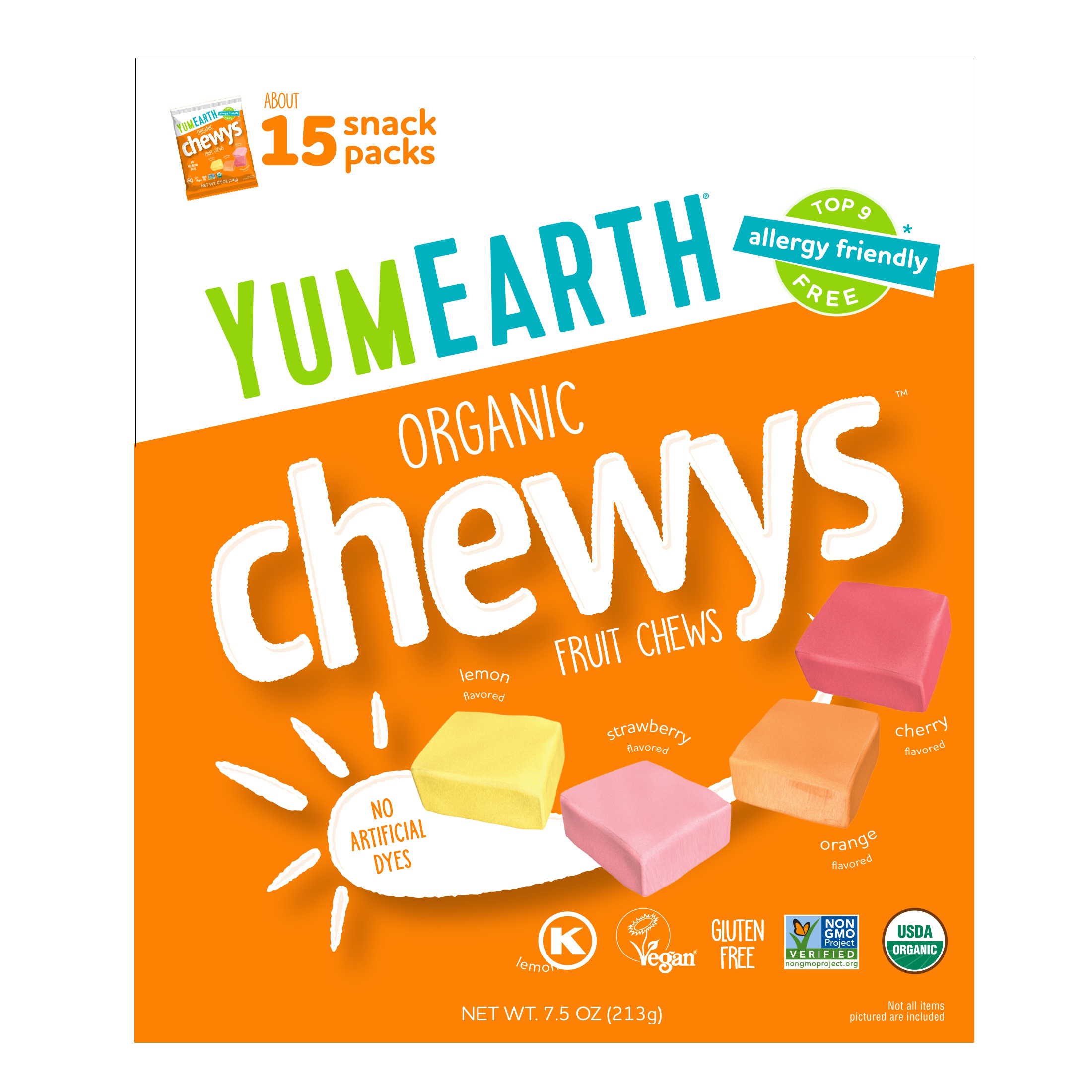 YumEarth Chewys™ Orgânicos Cápsulas Mastigáveis 15 Pacotes 14 g (05 oz) Cada