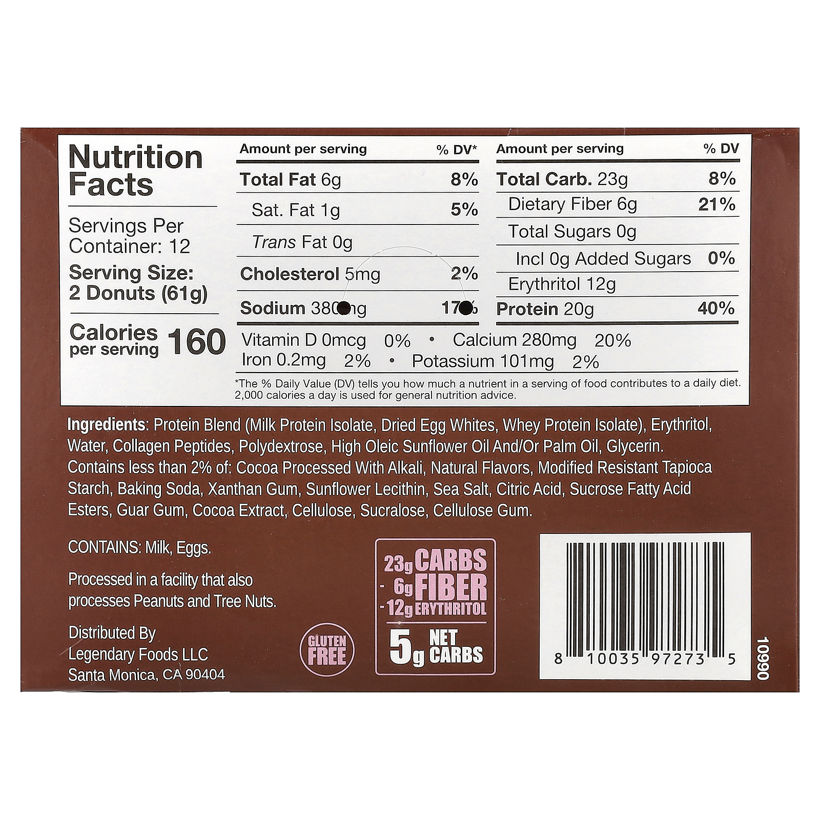 Legendary Foods Donuts de Proteína Cobertos com Chocolate 12 Pacotes 61 g (22 oz) Cada - Imagem 2