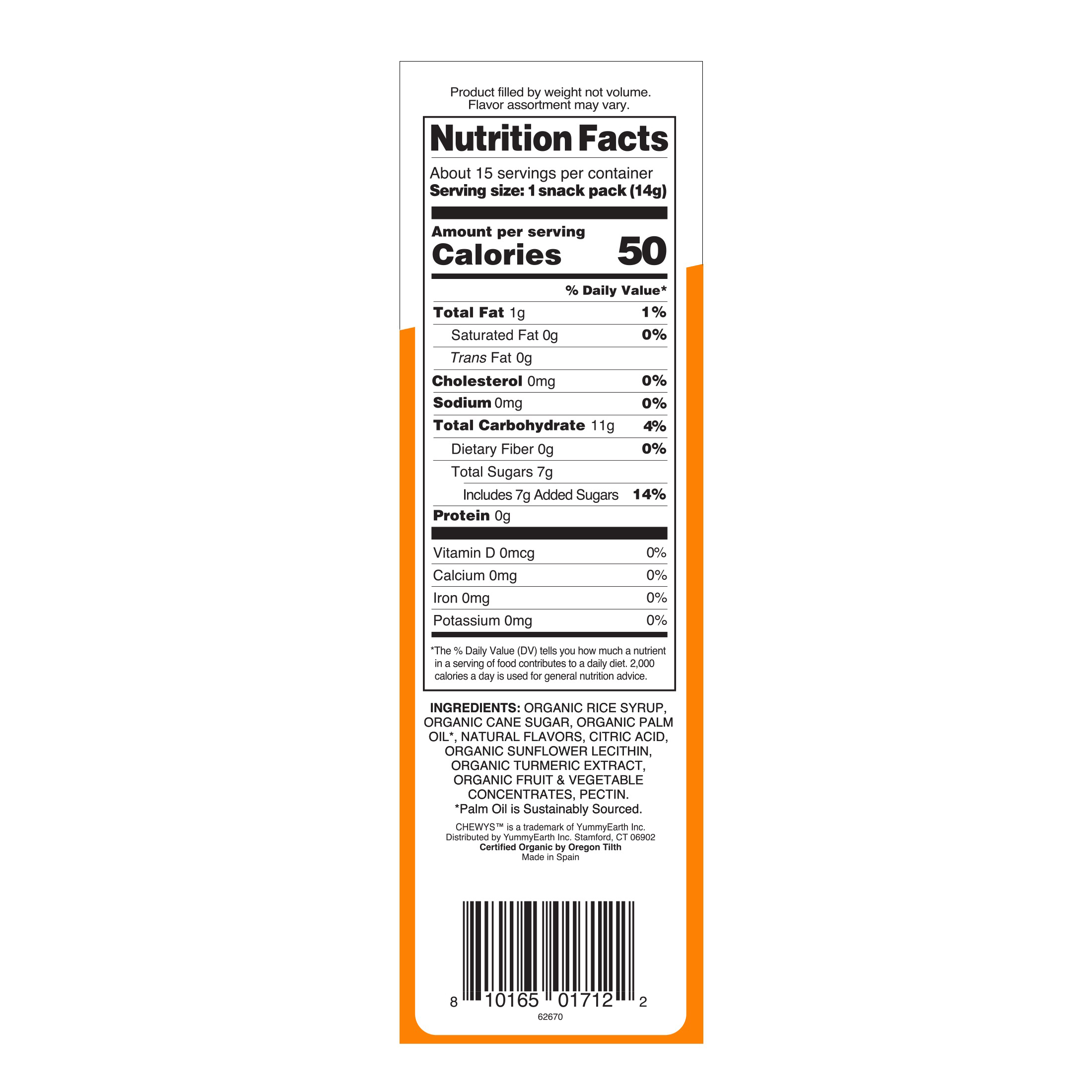 YumEarth Chewys™ Orgânicos Cápsulas Mastigáveis 15 Pacotes 14 g (05 oz) Cada - Imagem 2