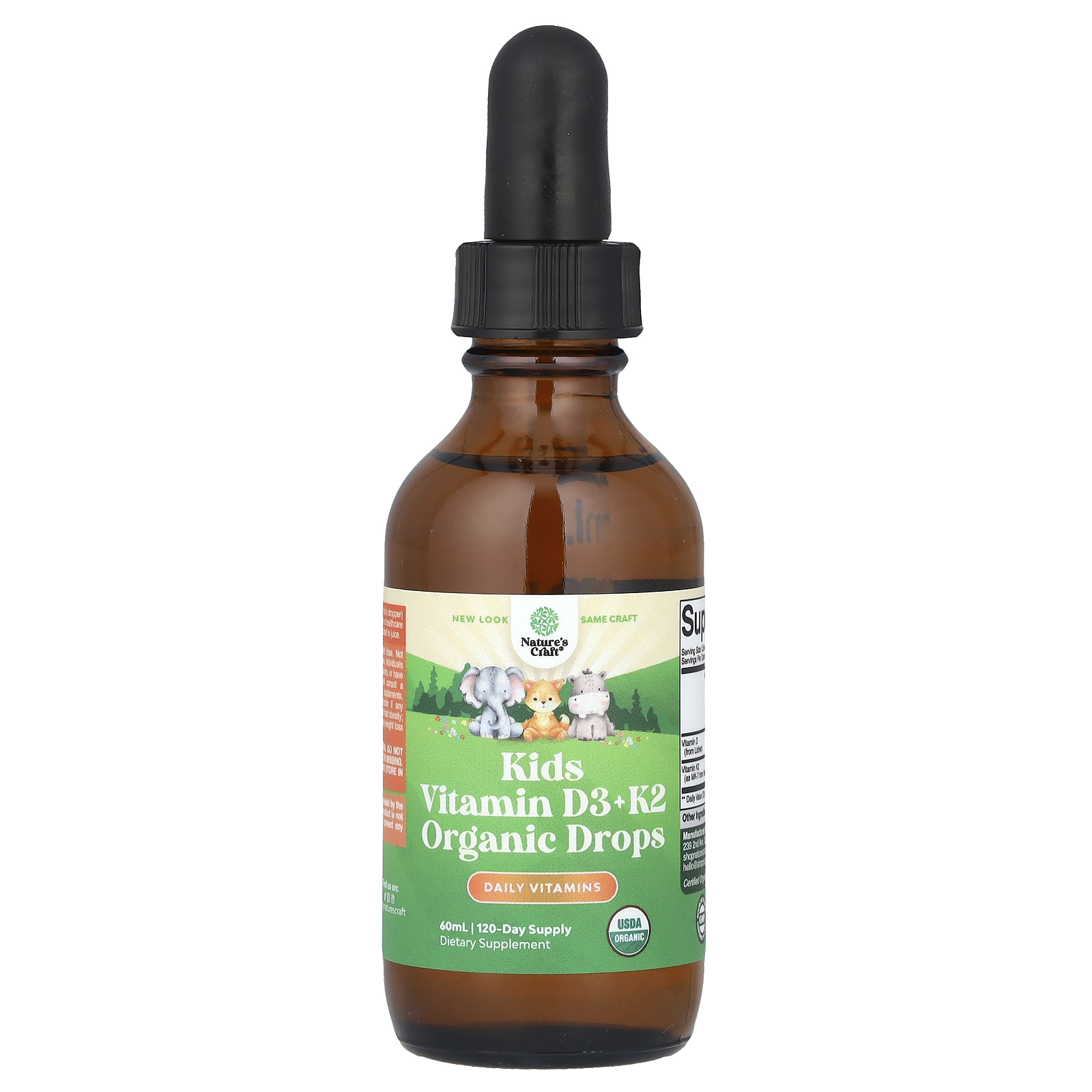Natures Craft Vitaminas D3 e K2 Orgânicas em Gotas para Crianças 60 ml - Imagem 3