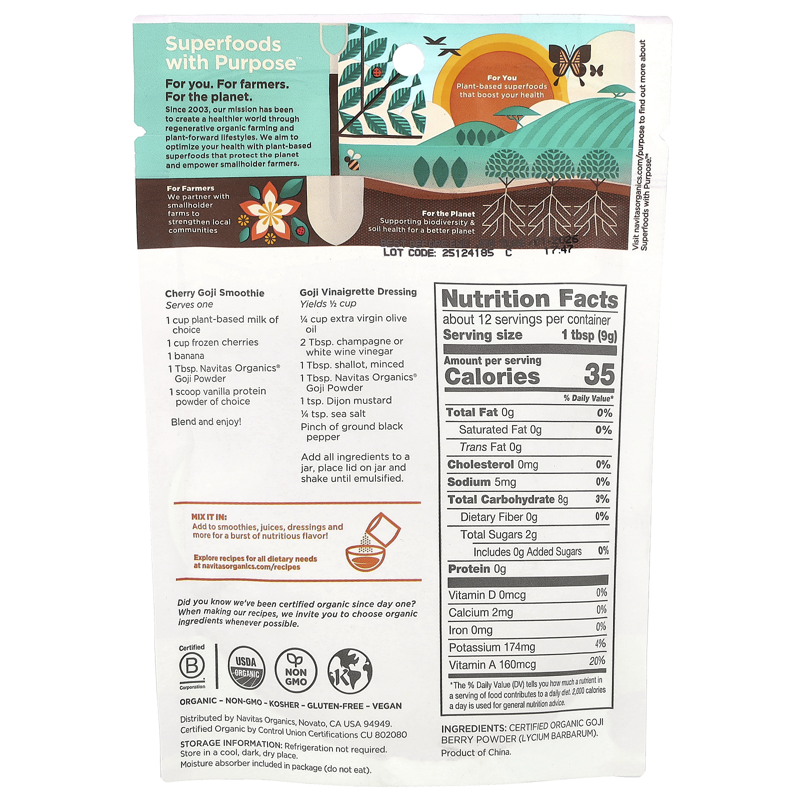 Navitas Organics Goji Berry Orgânico em Pó 113 g (4 oz) - Imagem 2