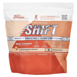 Real Ketones Shift Pêssego Cafeinado 30 Embalagens de Mistura para Bebidas 69 g (024 oz) Cada