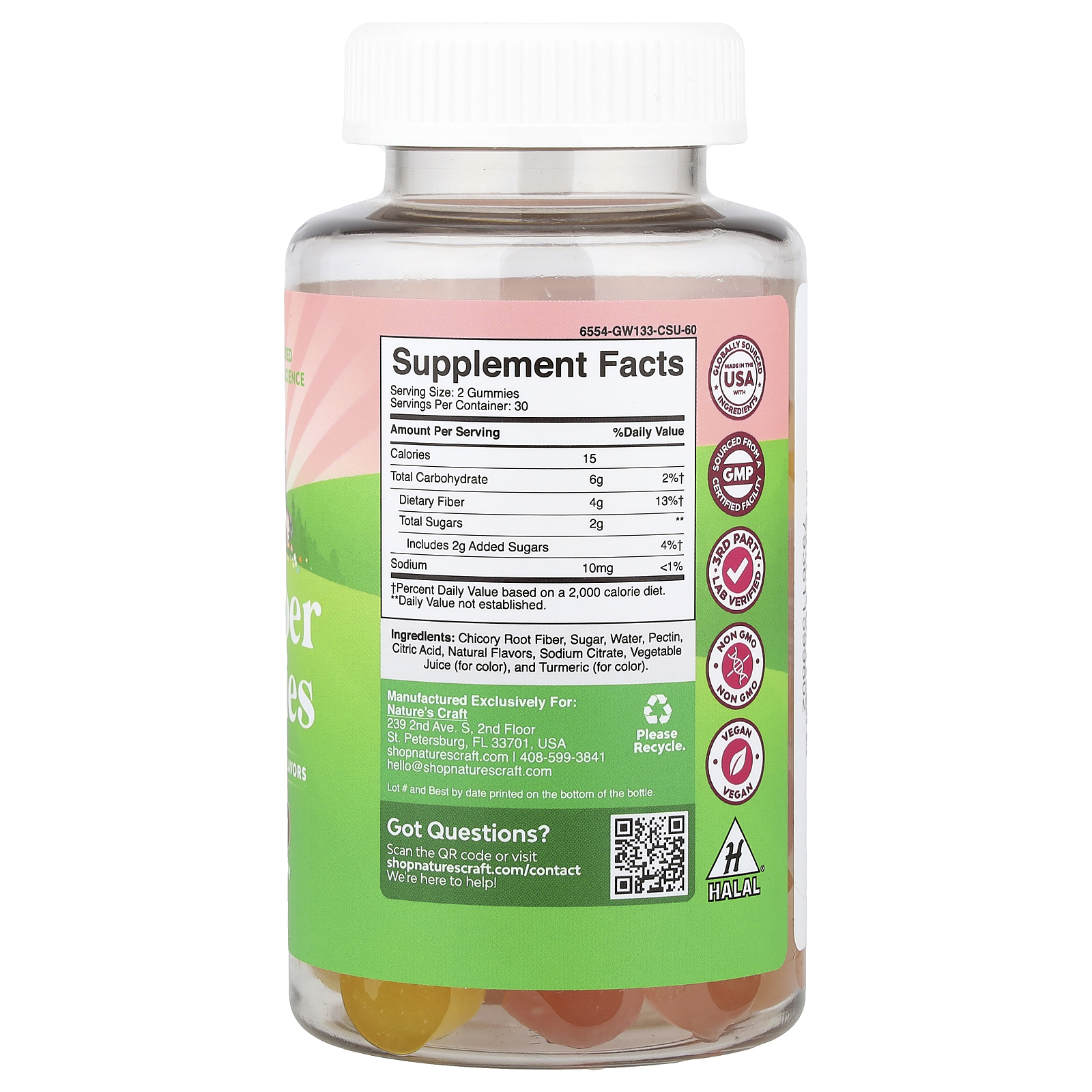Natures Craft Infantil Gomas de Fibra Laranja e Frutos Silvestres 60 Gomas - Imagem 2