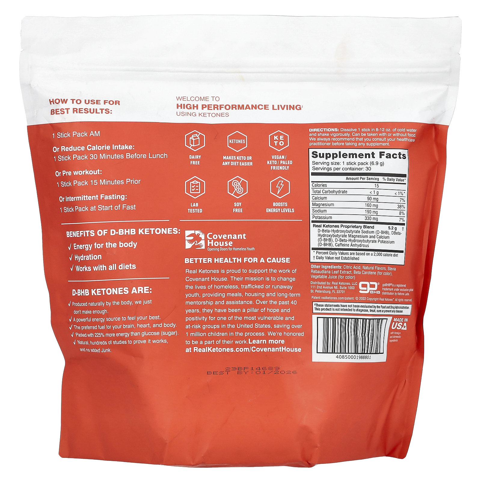 Real Ketones Shift Pêssego Cafeinado 30 Embalagens de Mistura para Bebidas 69 g (024 oz) Cada - Imagem 2