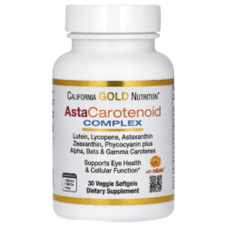 California Gold Nutrition, Complexo de Astacarotenoides com Luteína, Licopeno, Astaxantina e Vitamina A, 30 Cápsulas Vegetais