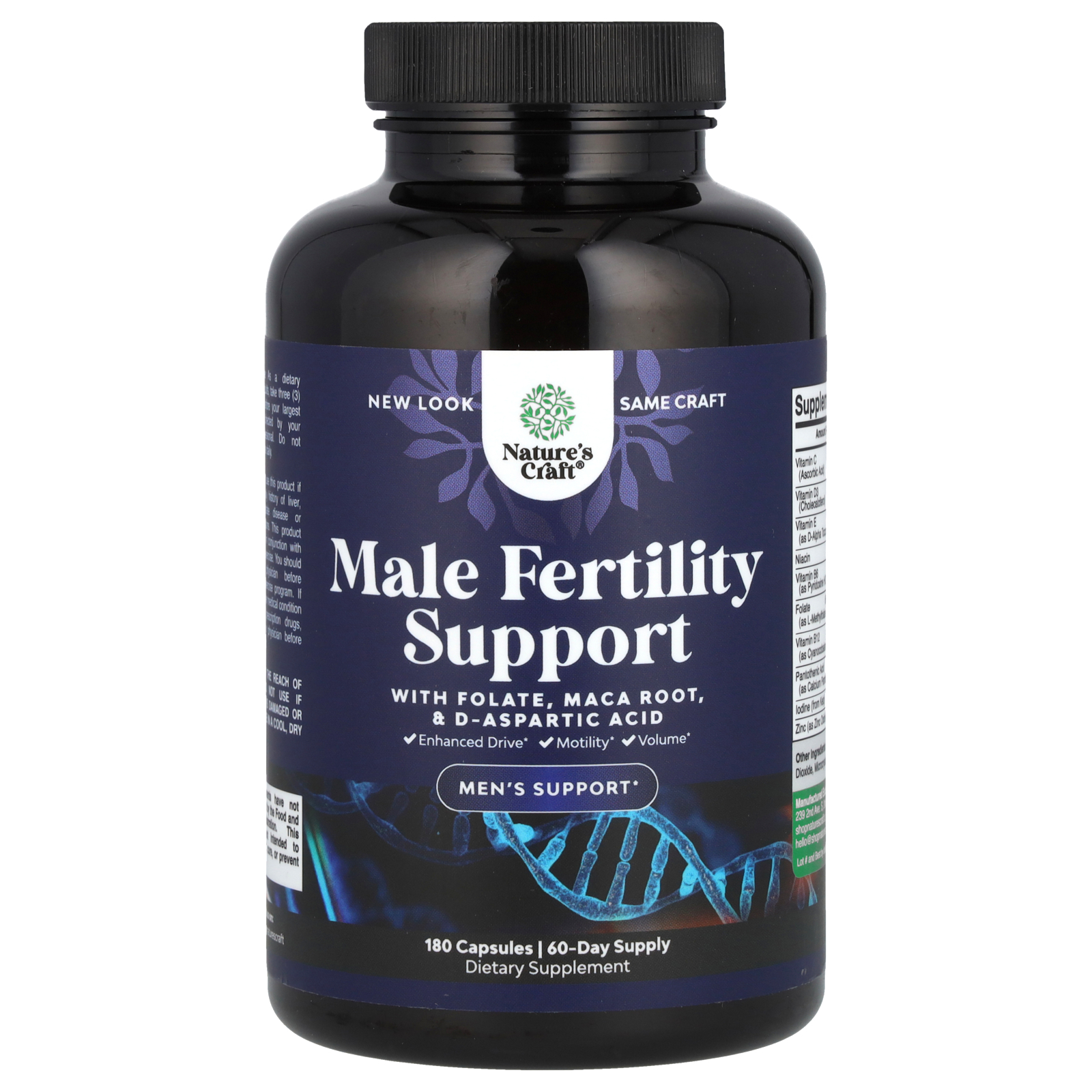 Natures Craft Suporte à Fertilidade Masculina 180 Cápsulas