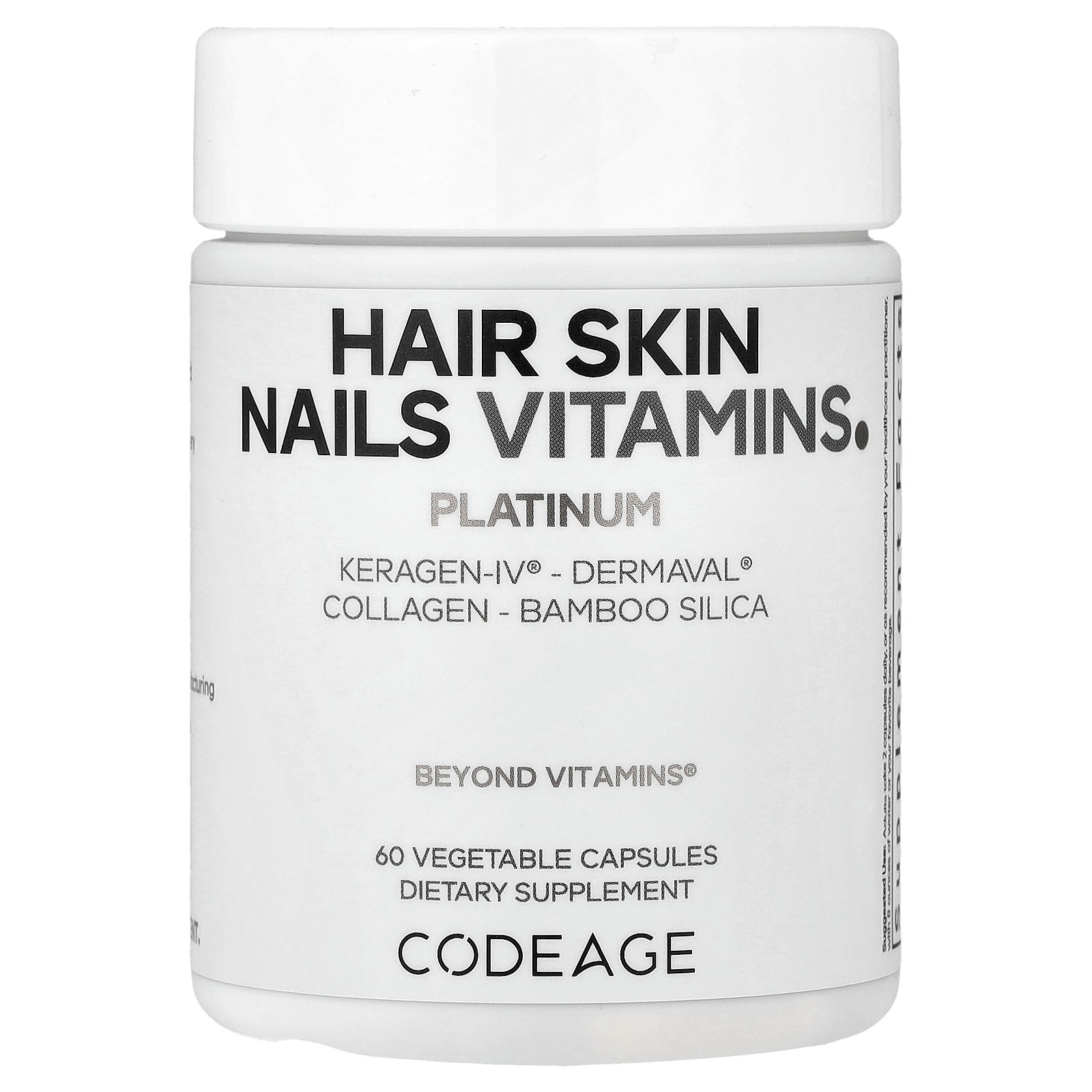 Codeage Cabelo Pele e Unhas Vitaminas Platina 60 Cápsulas Vegetais
