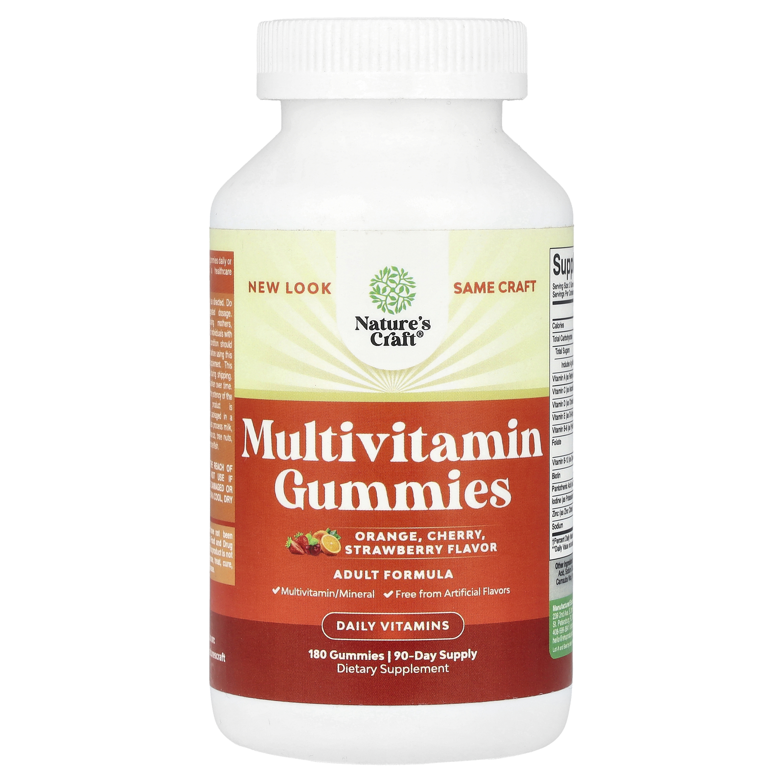 Natures Craft Gomas Multivitamínicas Laranja Cereja Morango 180 Gomas