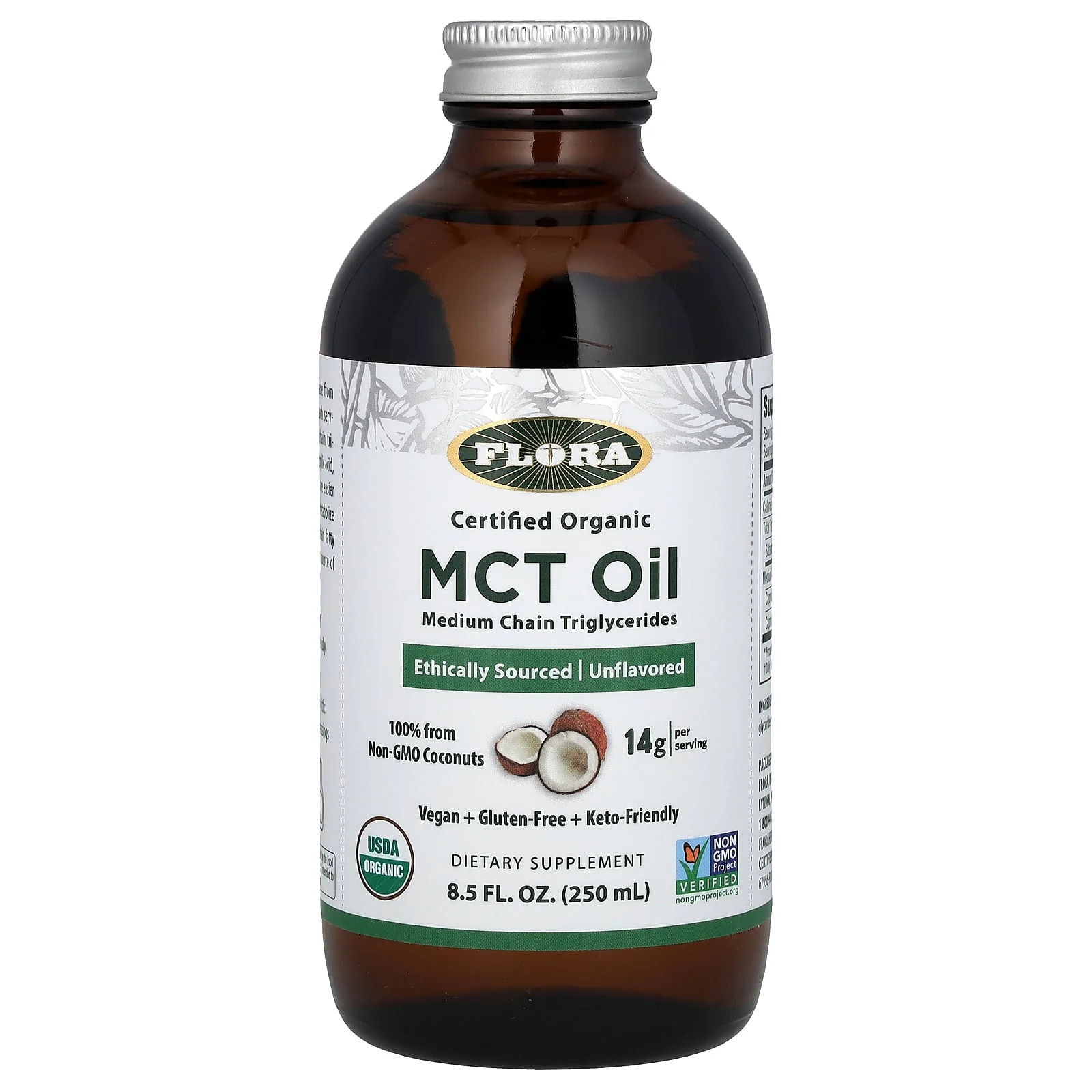 Flora, Óleo MCT Orgânico Certificado, 250 ml (8,5 fl oz)