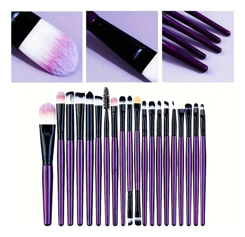 20 Peças De Pincéis De Maquiagem Para Rosto E Olhos Ferrame Violeta - Imagem 4
