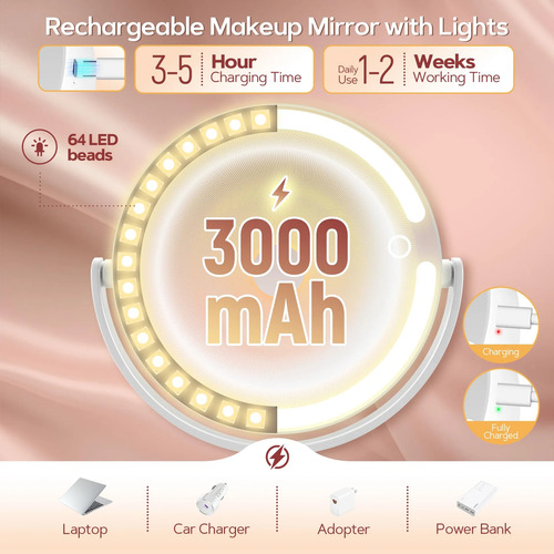 Espelho De Maquiagem De Aumento B Beauty Planet 30x Com Luzes Branco - Imagem 5