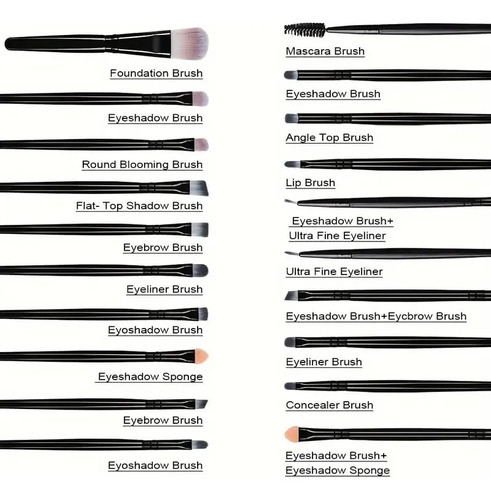 20 Peças De Pincéis De Maquiagem Para Rosto E Olhos Ferrame Violeta - Imagem 3