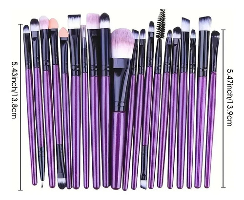 20 Peças De Pincéis De Maquiagem Para Rosto E Olhos Ferrame Violeta - Imagem 2