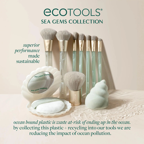 Conjunto De Escova Facial E Esponja Ecotools Sea Gems De 4 P Coral-claro - Imagem 4