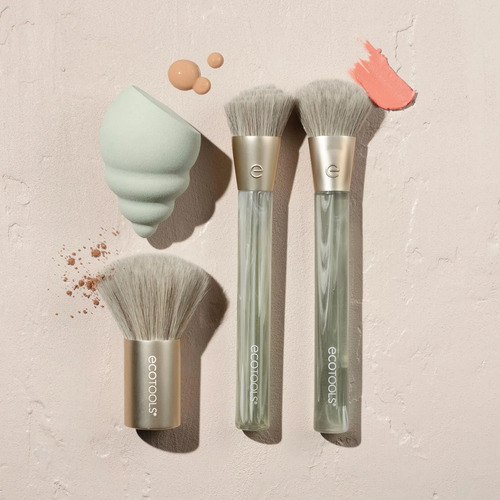 Conjunto De Escova Facial E Esponja Ecotools Sea Gems De 4 P Coral-claro - Imagem 7