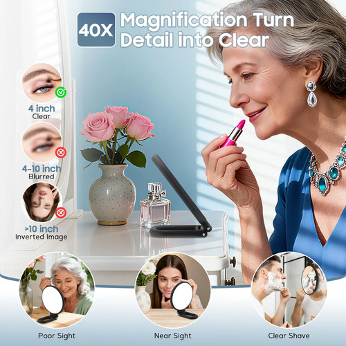 Espelho De Aumento B Beauty Planet 40x Maquiagem Portátil Preto - Imagem 5
