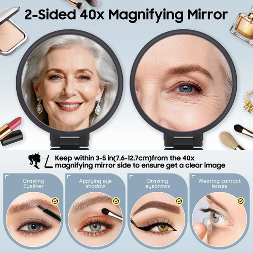 Espelho De Aumento B Beauty Planet 40x Maquiagem Portátil Preto - Imagem 2