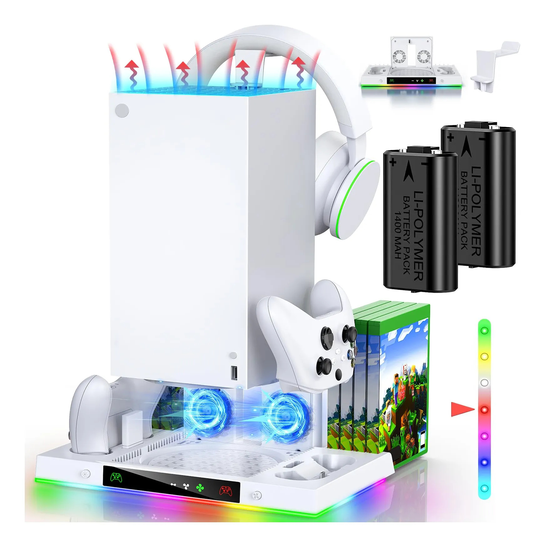 Suporte Refrigerado Auarte Para Xbox Series X Com 2 Baterias - Imagem 9