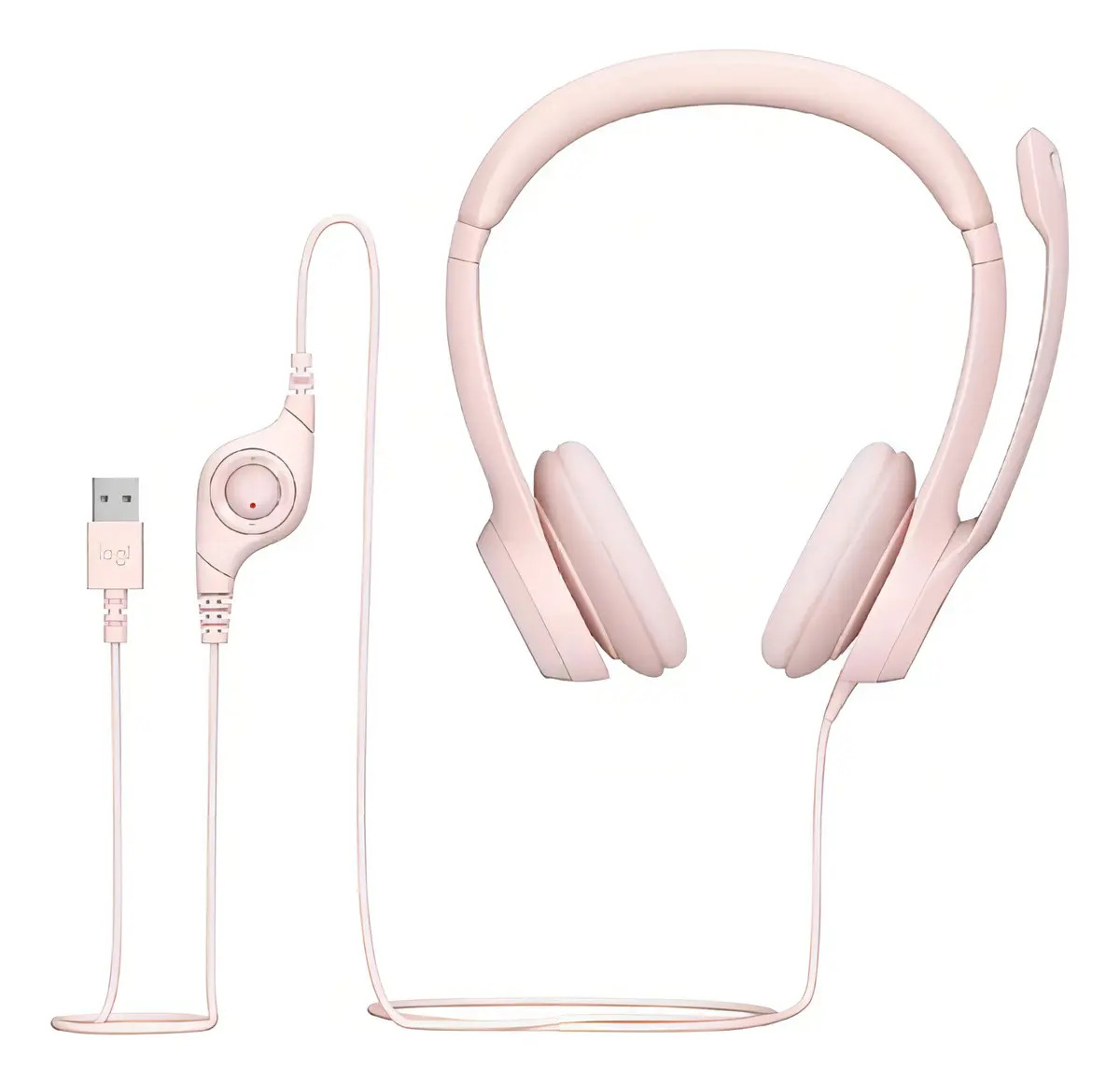 Fone de ouvido USB Logitech H390 com cancelamento de ruído rosa - Imagem 6