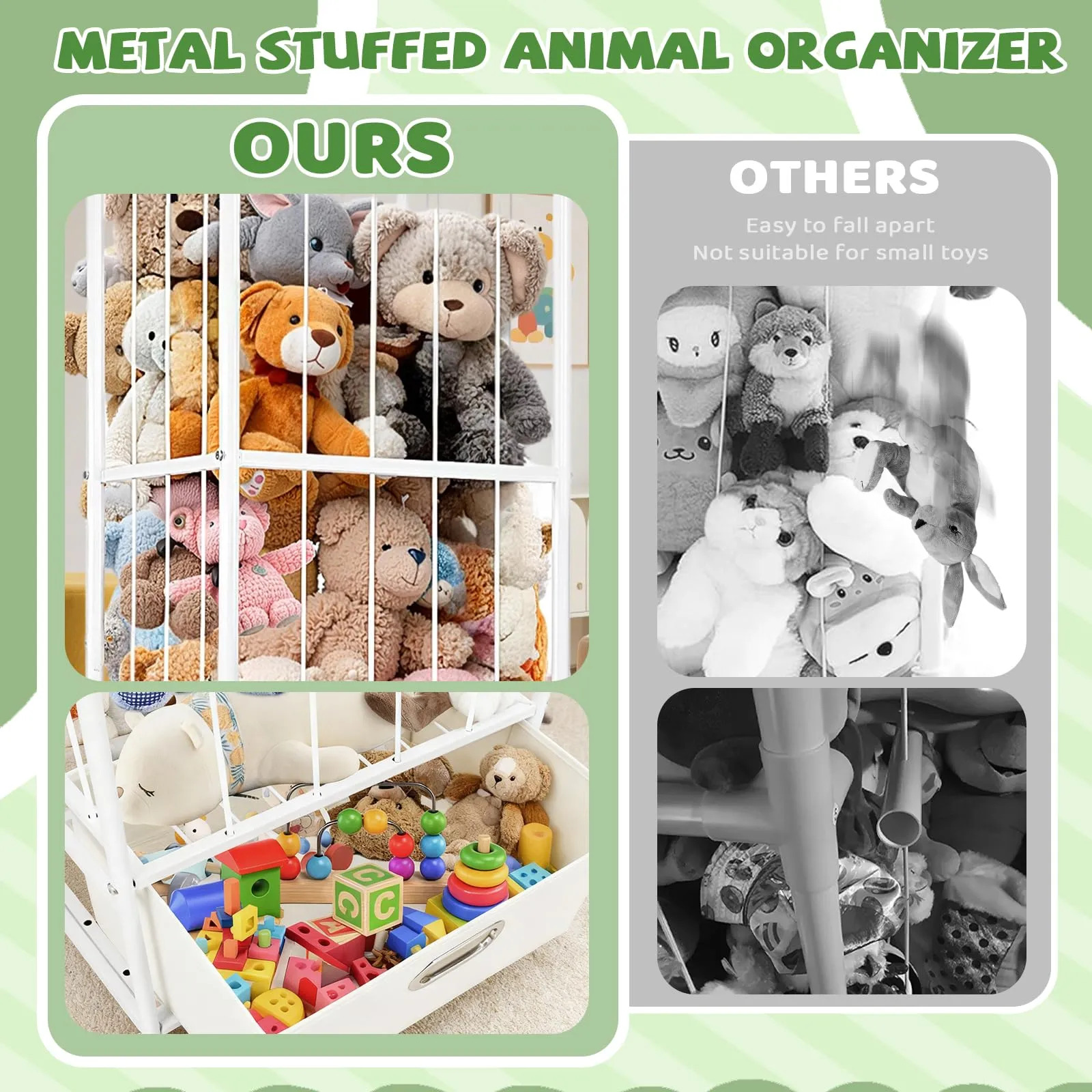 Organizador De Brinquedos Puppiluv Com Rodas Para Bichos De Branco - Imagem 6