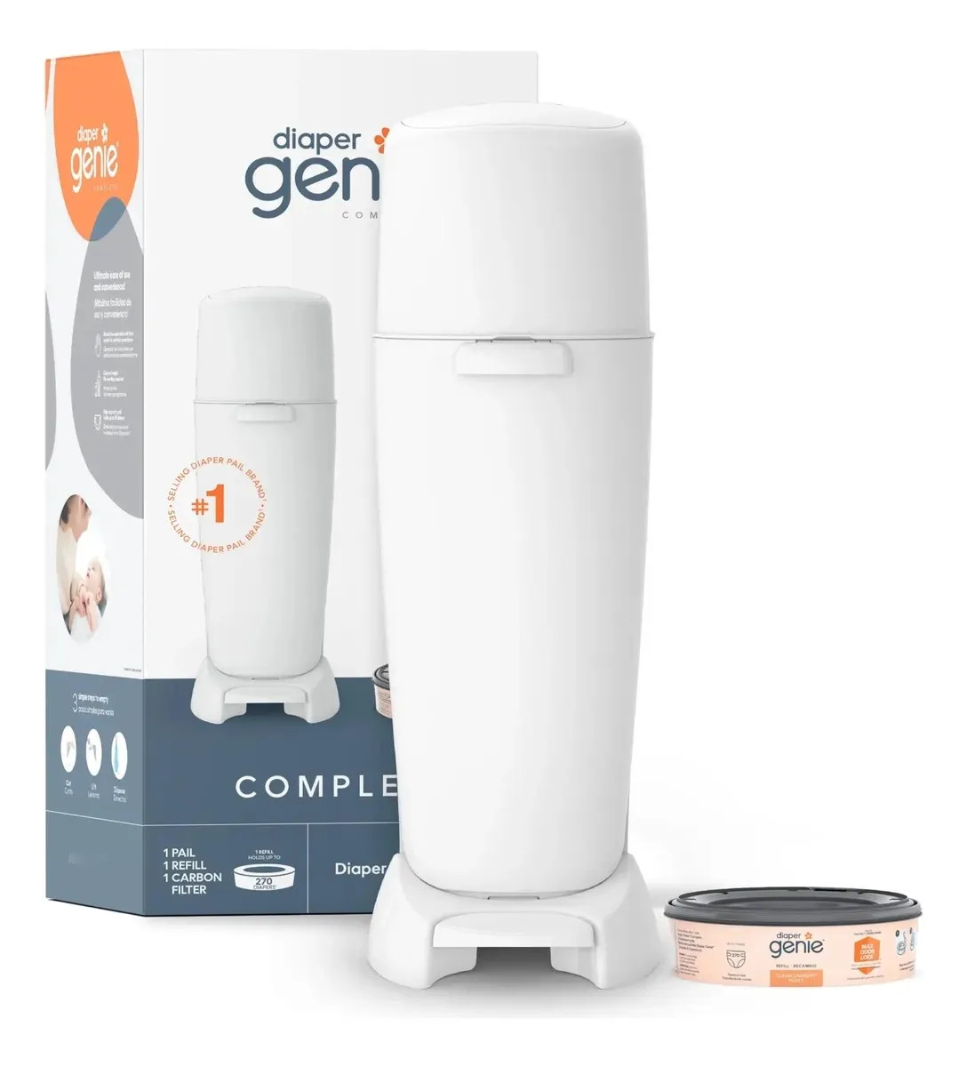 Balde Completo Diaper Genie Com Controle De Odor - Branco