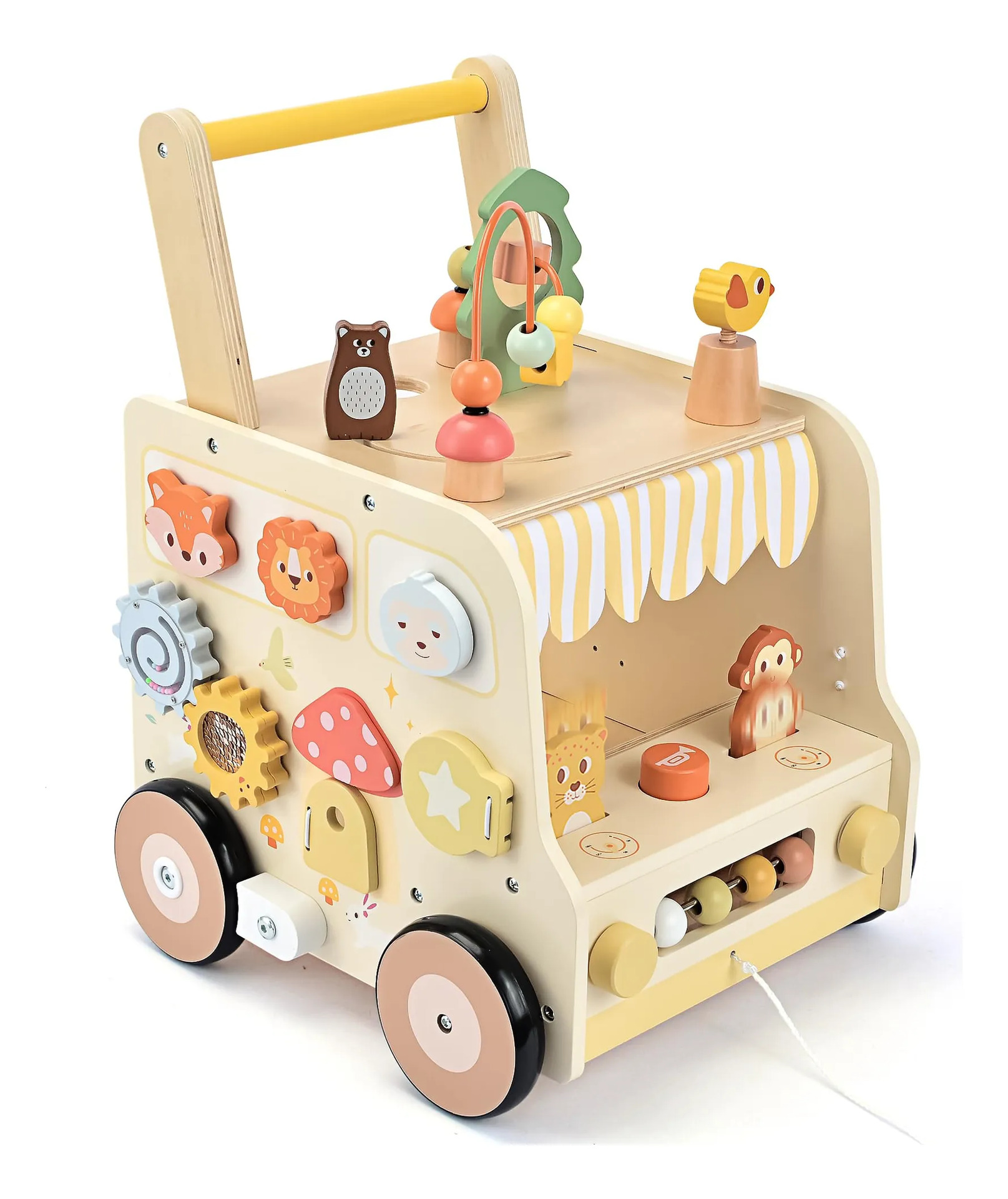 Pithfor Wooden Activity Cube Push Walker Para Bebês - Imagem 8