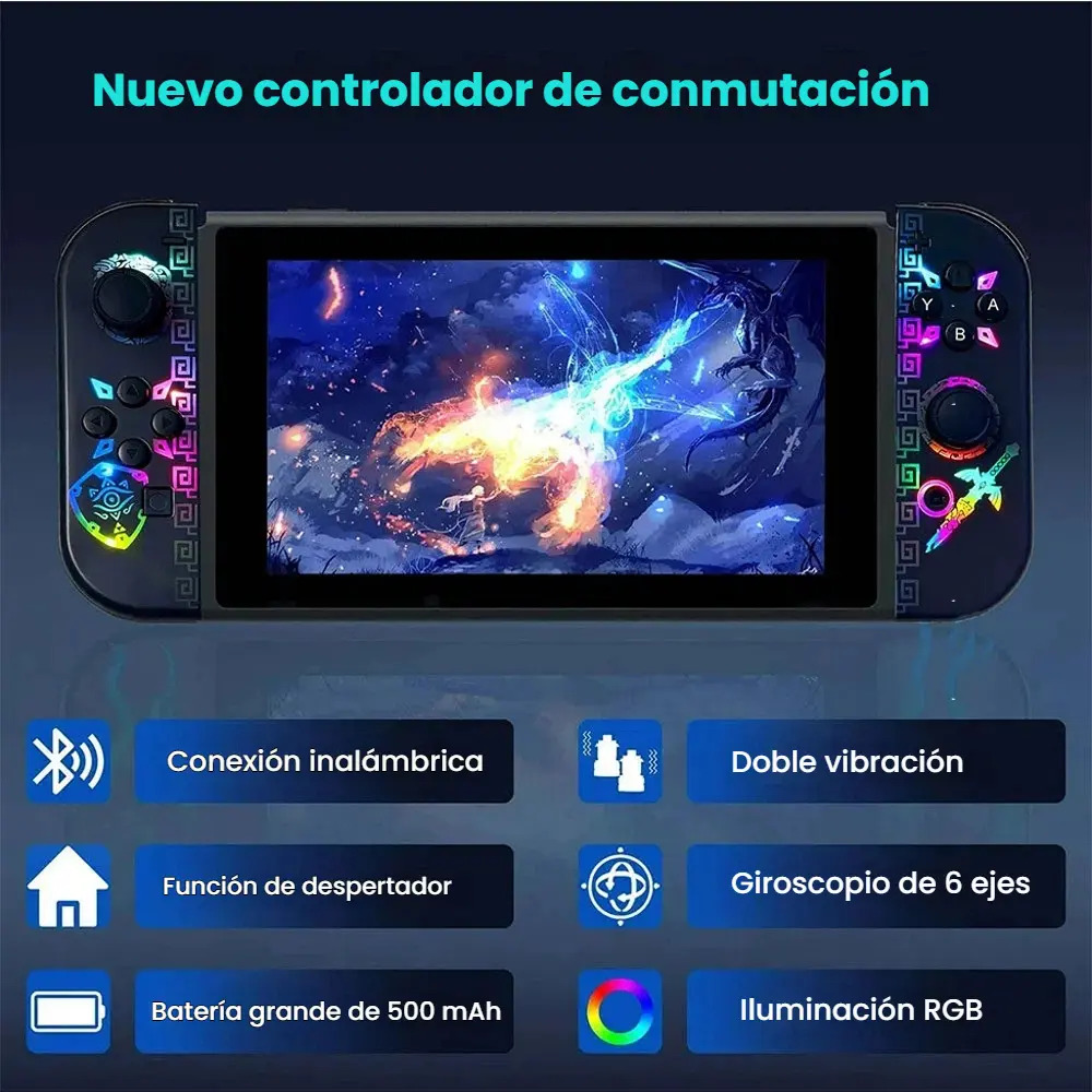 Controle CNJcon Joy-Con (L) e (R) sem Fio RGB para Nintendo Switch com Sensor de Vibração - Imagem 2