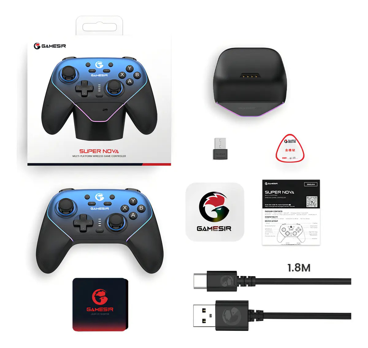 Controle Gamesir Super Nova Sem Fio Para Pc Switch iOS Android Celular Hall Effect Anti Drift RGB Preto - Imagem 10