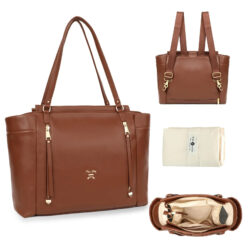 Bolsa De Fraldas Miss Fong Para Bebê - Couro Marrom