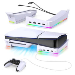 Suporte Rgb Horizontal Com Hub Usb Para Console Ps5 Slim/pro