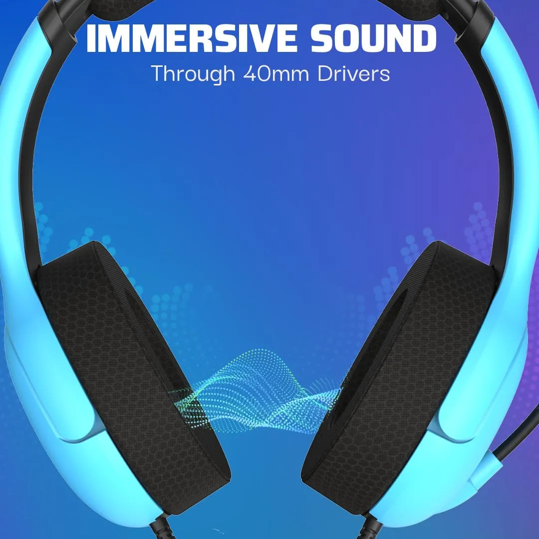 Fones De Ouvido Com Fio Pdp Airlite Para Ps5/ps4/ps3/pc Azul - Imagem 3