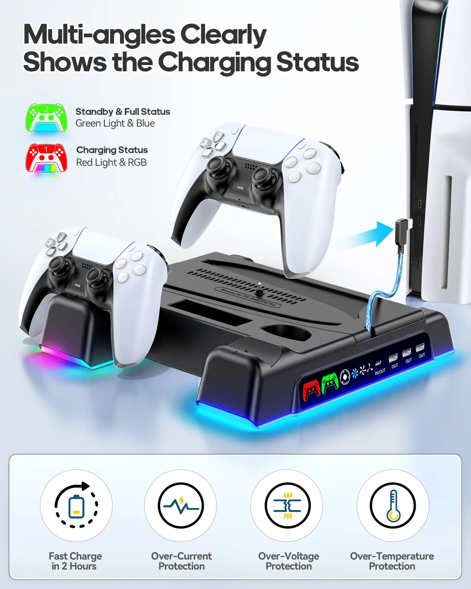 Carregador De Controle Para Ps5/ Slim/pro - Imagem 3