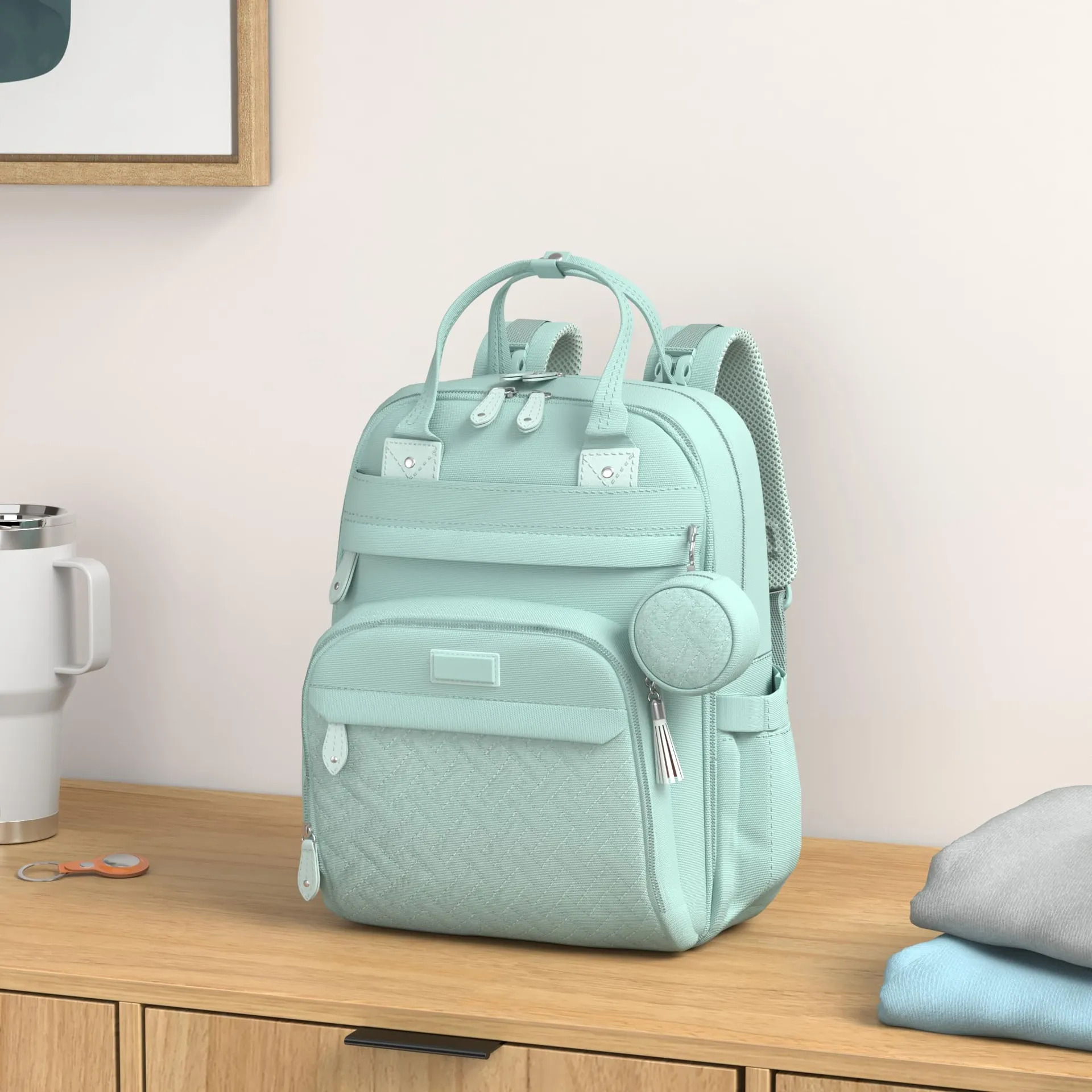 Mochila De Fraldas Babbleroo Resistente À Água Verde Sálvia - Imagem 2