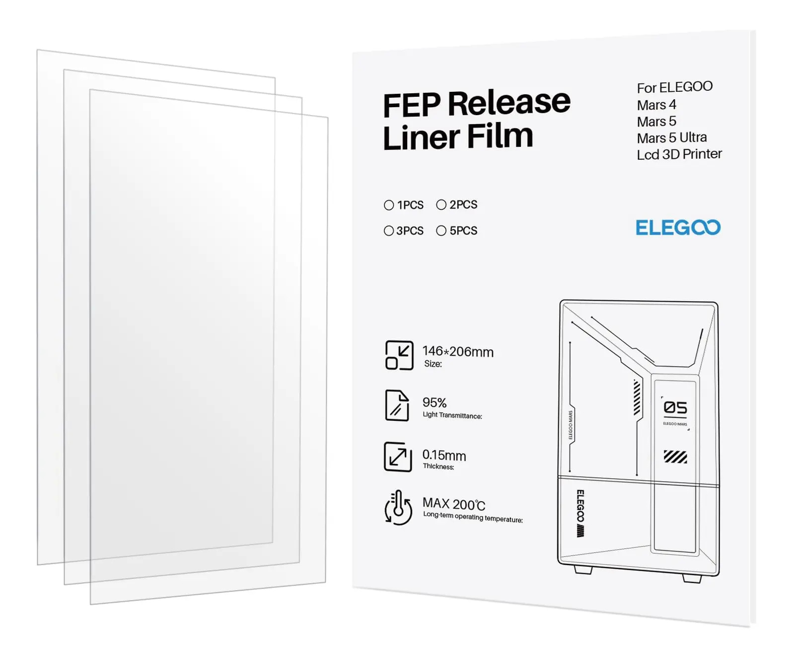 Filme Linear Fep Release Elegoo Mars 4/5/5 Ultra Resin 3d Pr