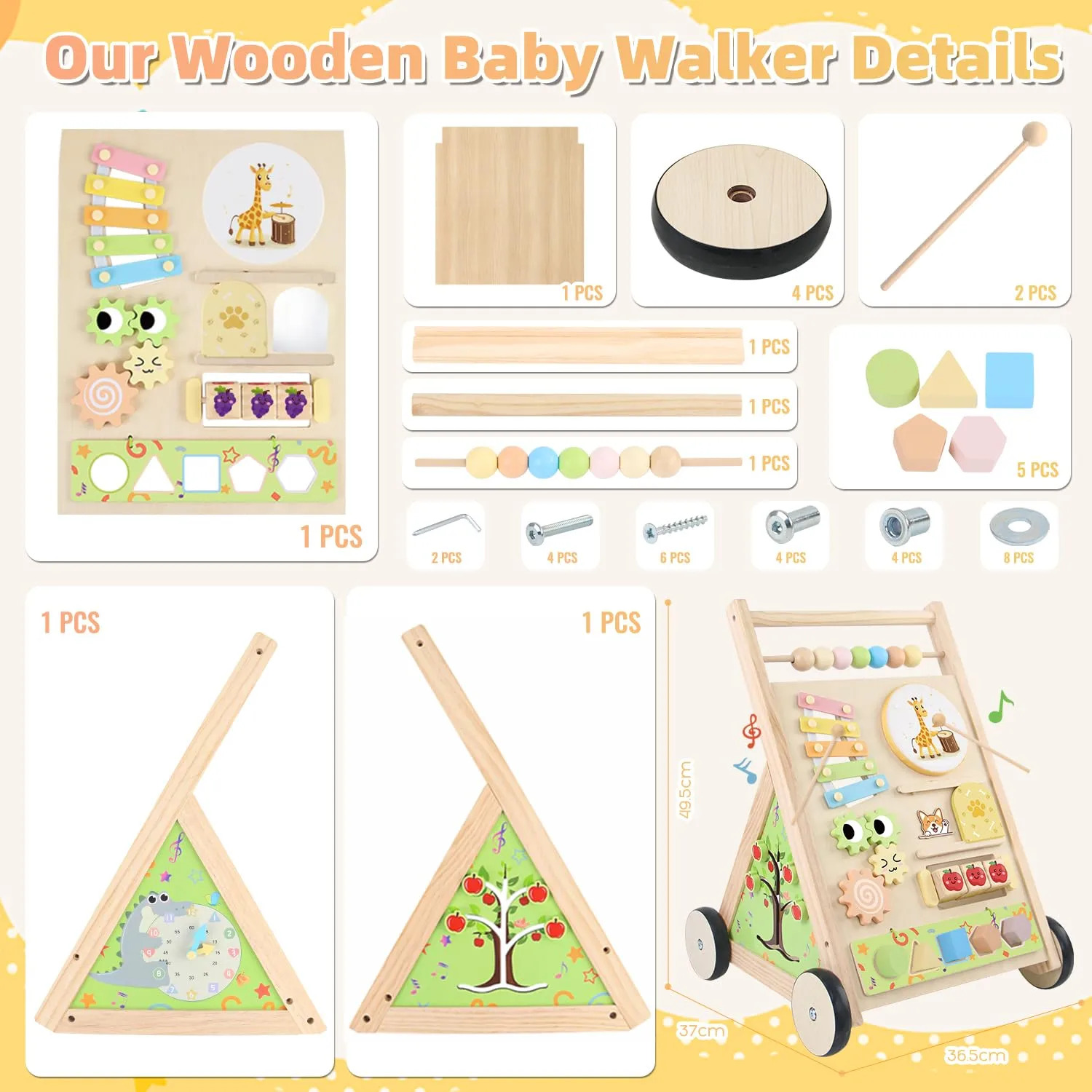 Centro De Atividades Montessori De Madeira Receka Baby Walke - Imagem 2