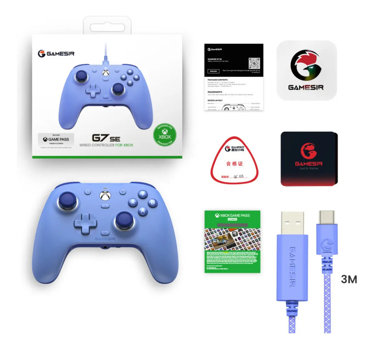 Controle Gamesir G7 Se Com Fio Para Xbox One Series S X Pc Hall Effect Botões Mecânicos Cor Azul - Imagem 12