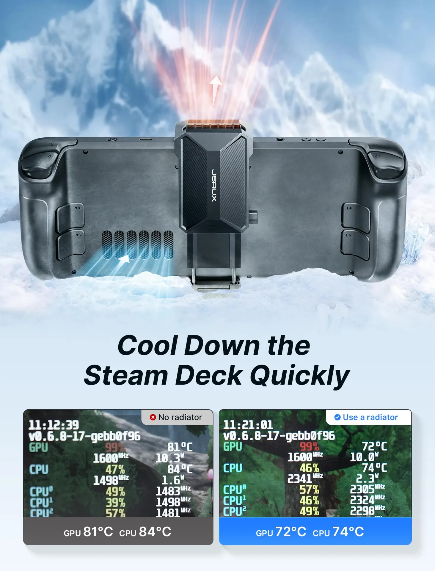 Ventilador De Resfriamento Jsaux Para Deck De Vapor/deck De - Imagem 3