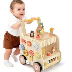 Pithfor Wooden Activity Cube Push Walker Para Bebês