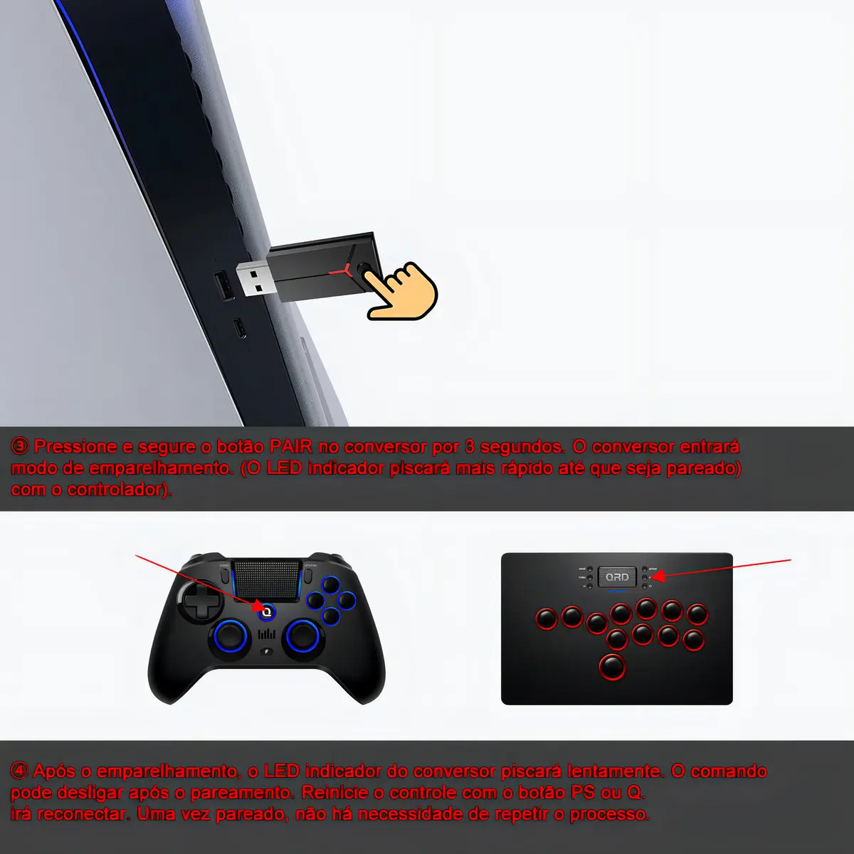 Adaptador E Conversor Sem Fio Para Ps5 Qrd Blackpill Ja0127 - Imagem 9