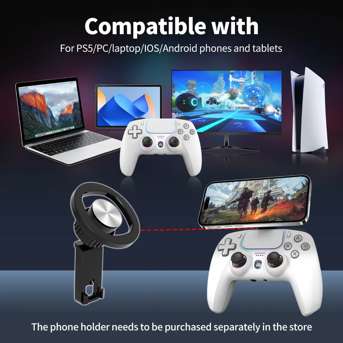 Controlador Wireless Nbcp W-1 Para Ps5 Ps5 Pro Slim E Pc - Imagem 2