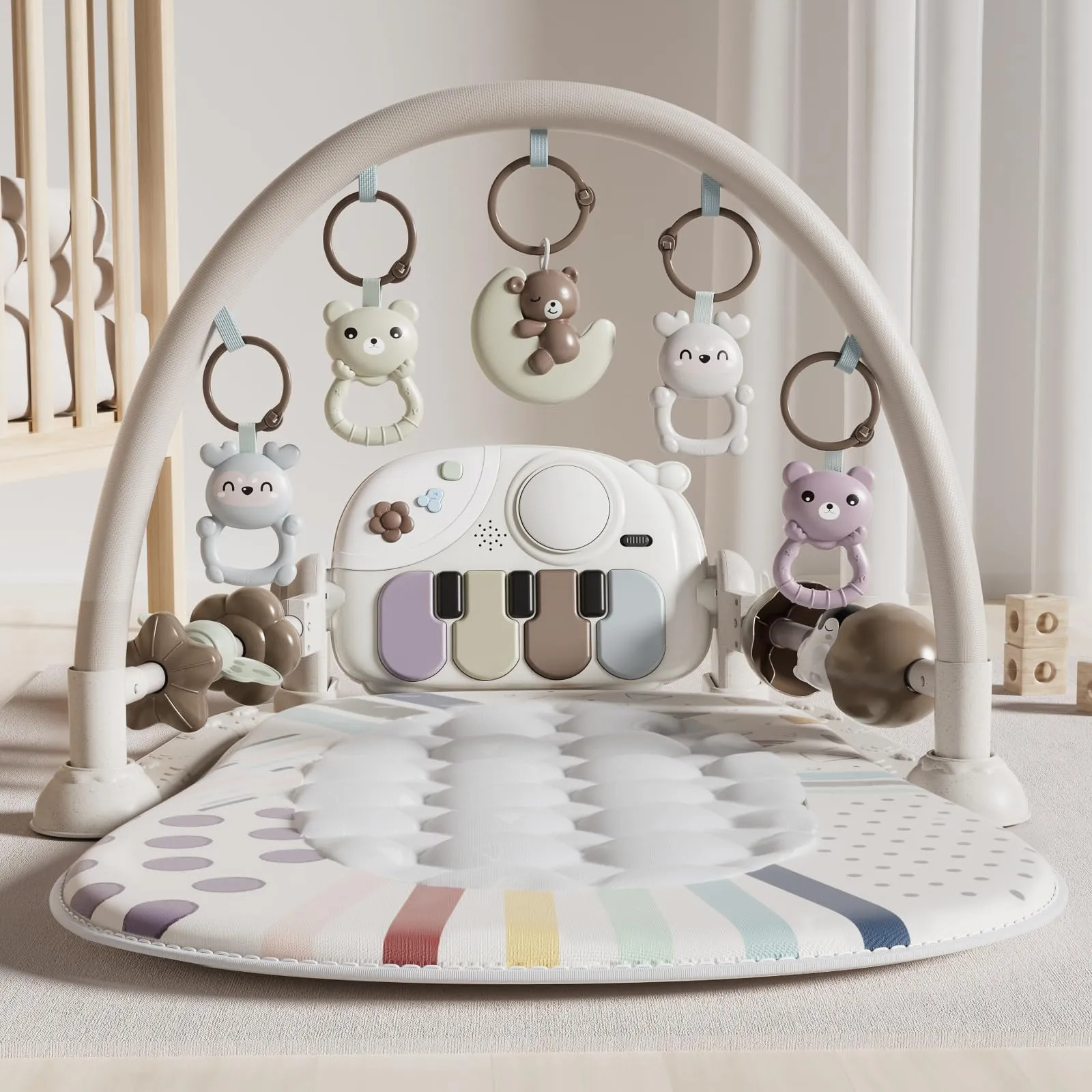 Ginásio De Atividades Bebê Stactcute Com Piano Multicolor