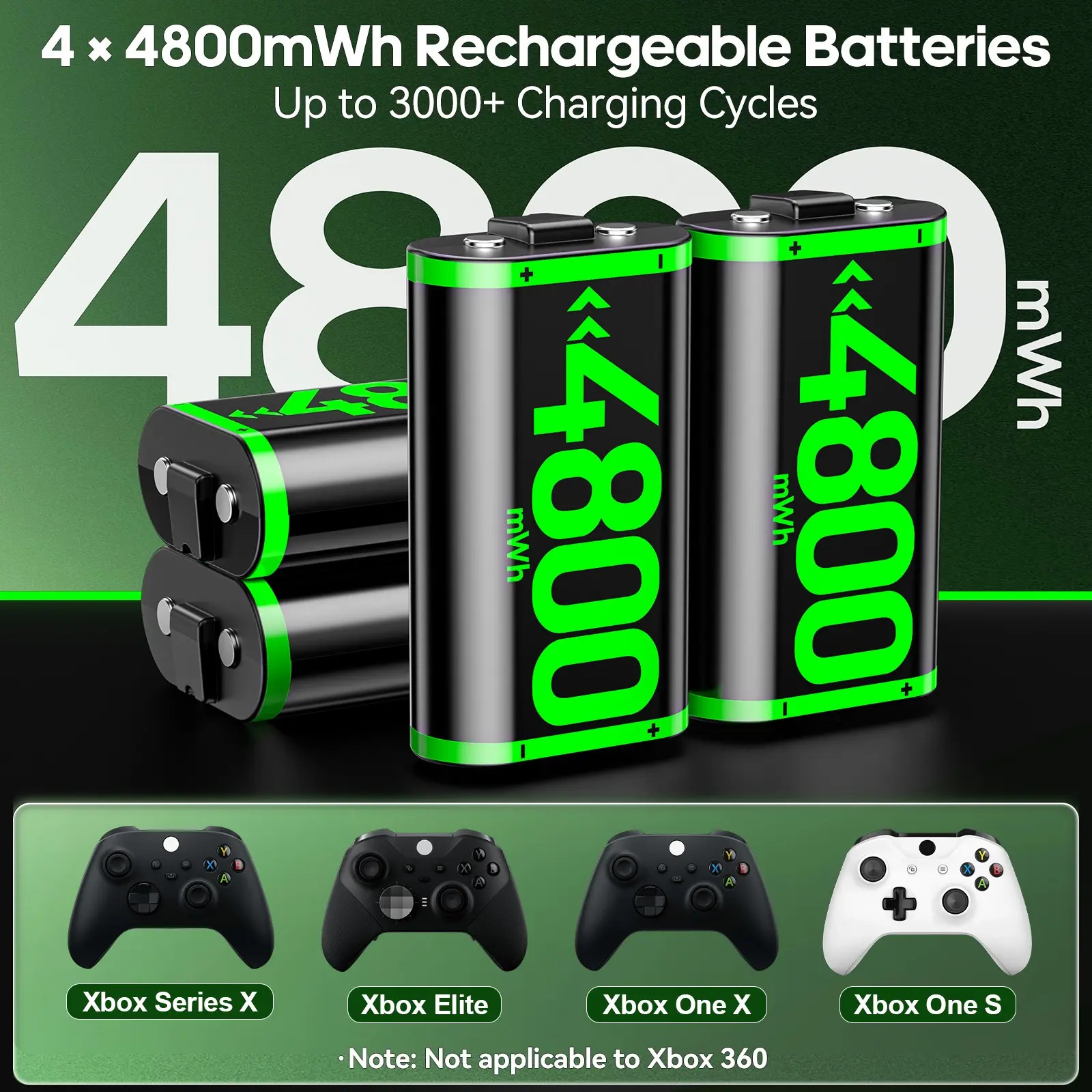 Kit 4 Baterias Carregador Controle Xbox One Series - Imagem 2